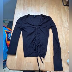Size XS womens Rue21 Black Ruched Long Sleeve crop top